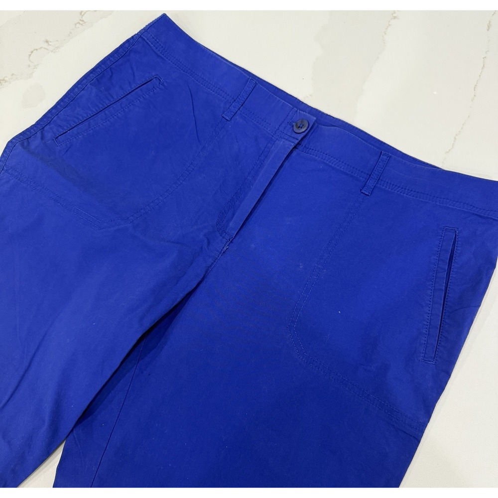 Chico's Cropped Ankle Pants Womens 12 Blue Preppy Stretch Minimalist Vacation‎